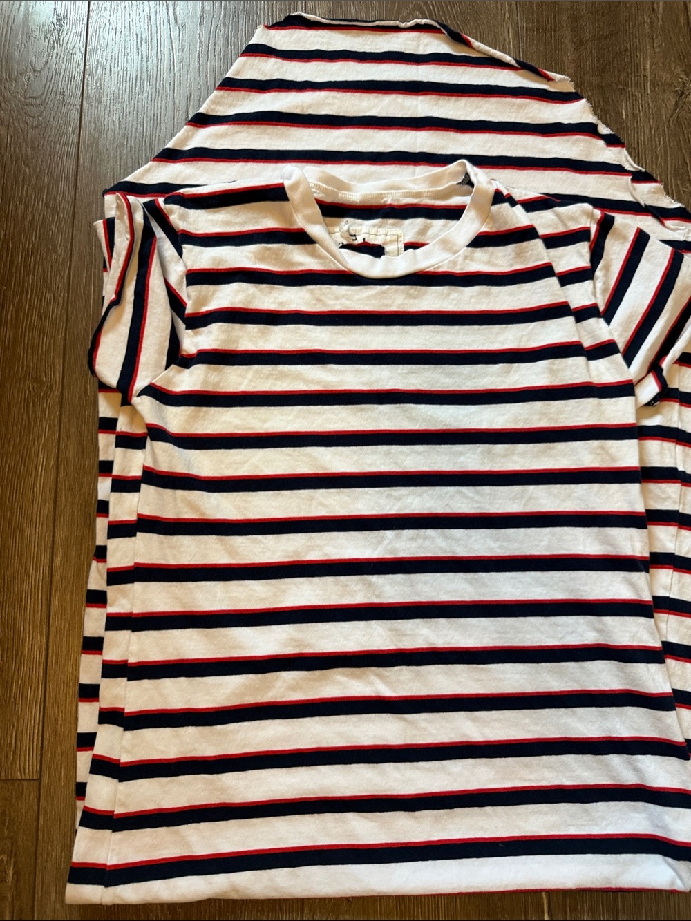 Frank & Eileen White Maxi t shirt Harper Dress with Navy & Red Stripes
